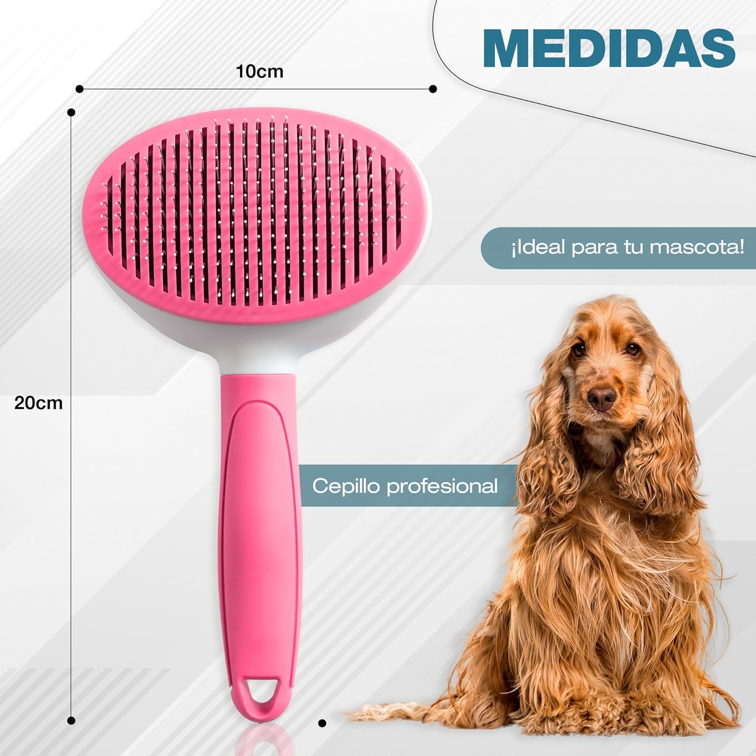 🐾¡Cepillo Rosa Retráctil "Un-Click" Quitapelos para Mascotas! 🐾✨