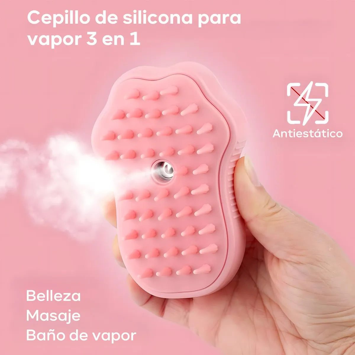 💨 PATITAS | Cepillo de Vapor Quitapelos Pro Rosa ⚡🐾