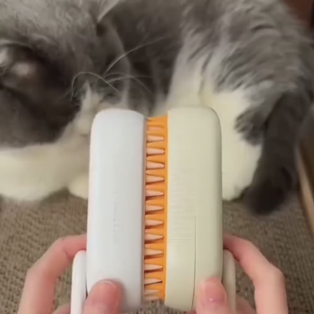😻 Gatito Relax: Cepillo de Vapor & Masaje Quitapelos 3 en 1 💨💆‍♂️🧶